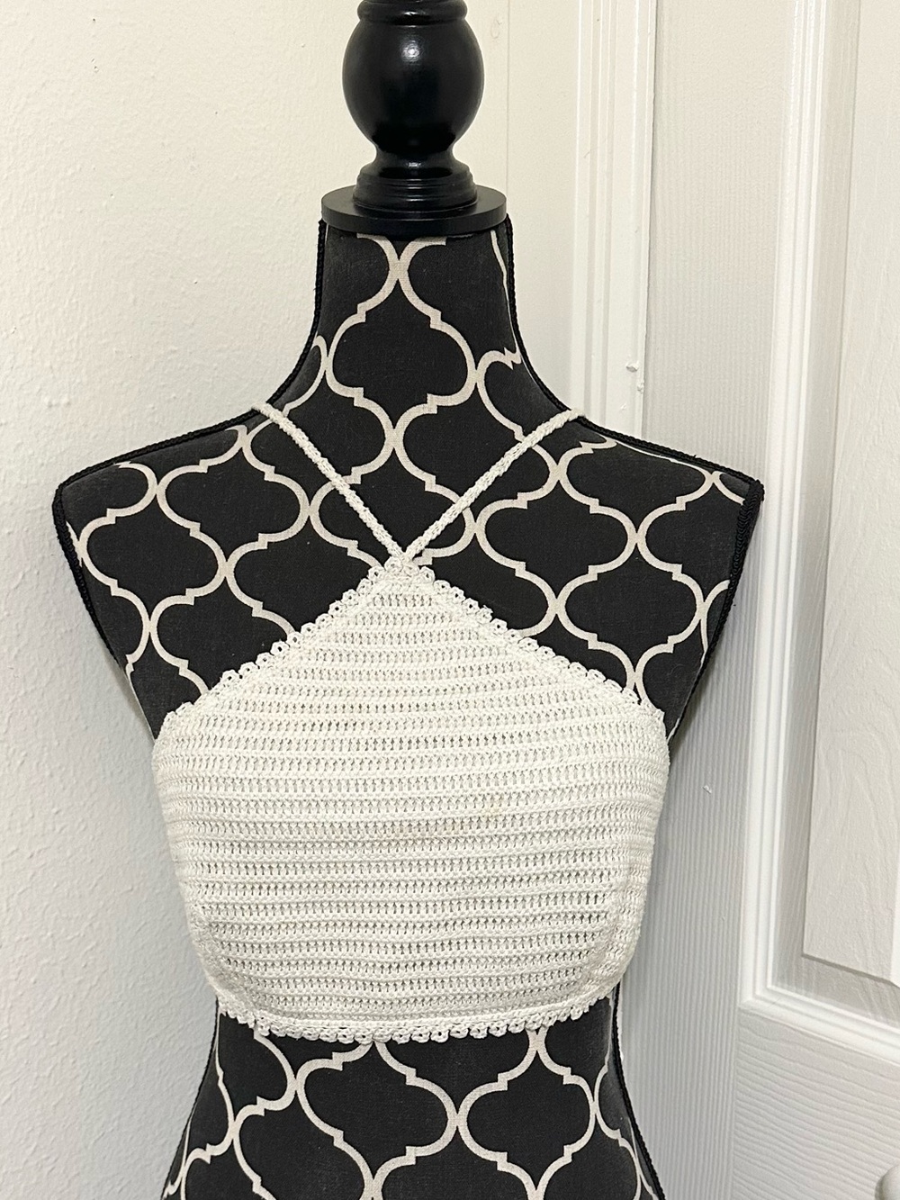 Crochet floral bikini, top, and bottom set